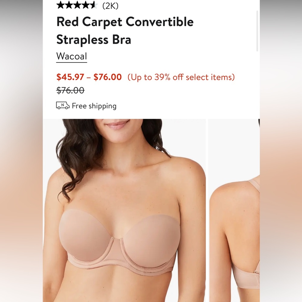 Wacoal Red Carpet Convertible Strapless Bra (NWOT)